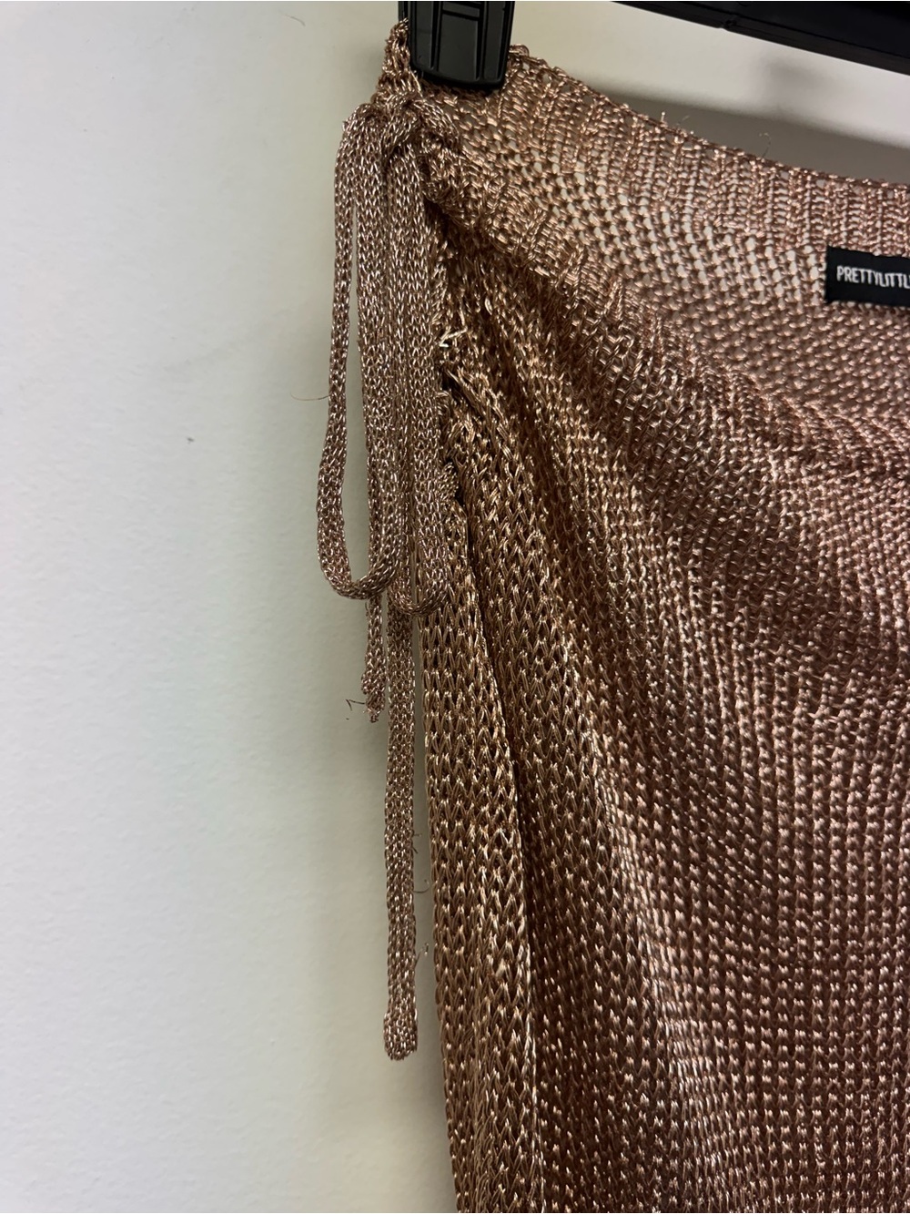 PrettyLittleThing Metallic Rose Gold Knit Wrap Maxi Skirt